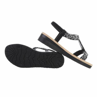 Dames sandalen met strass - zwart