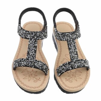 Dames sandalen met strass - zwart