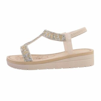 Dames sandalen met strass - beige