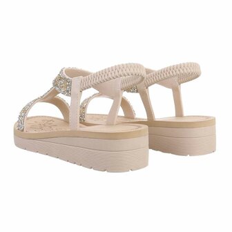 Dames sandalen met strass - beige