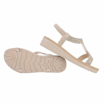 Dames sandalen met strass - beige