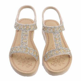Dames sandalen met strass - beige