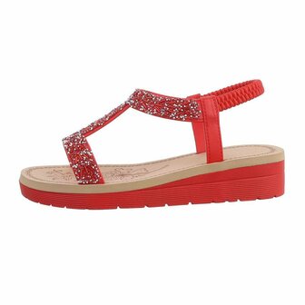 Dames sandalen met strass - rood