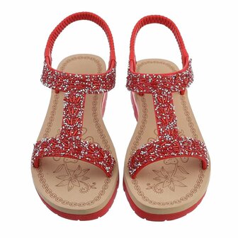 dwaas Reusachtig herder Dames sandalen met strass - rood - Lunamex Jewelry & Fashion