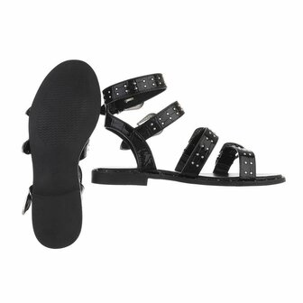 Dames sandalen met gespen - zwart