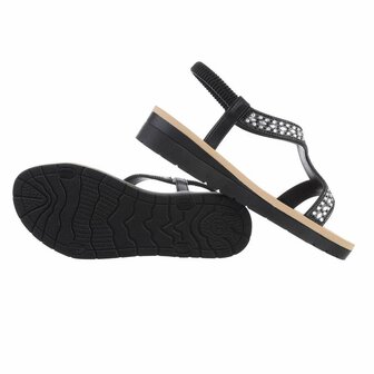 Dames sandalen met strass - zwart