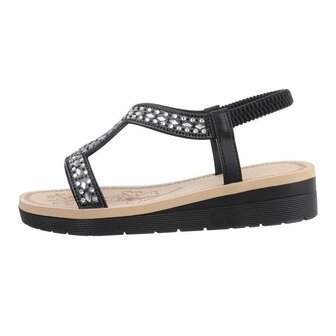 Dames sandalen met strass - zwart