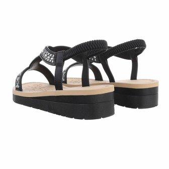 Dames sandalen met strass - zwart