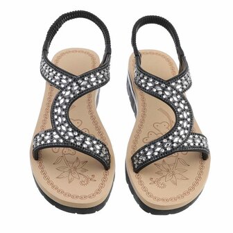 Dames sandalen met strass - zwart