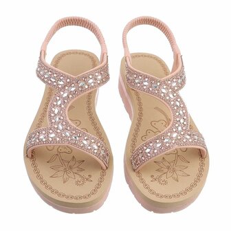Dames sandalen met strass - roze