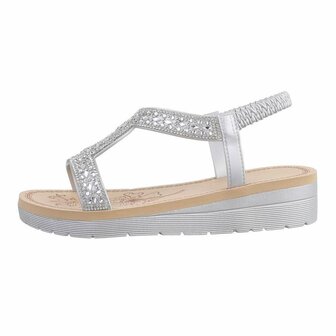 Dames sandalen met strass - zilver