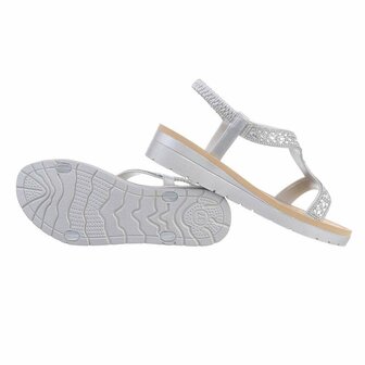 Dames sandalen met strass - zilver