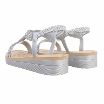 Dames sandalen met strass - zilver