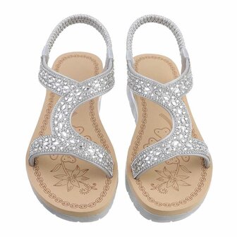 Dames sandalen met strass - zilver