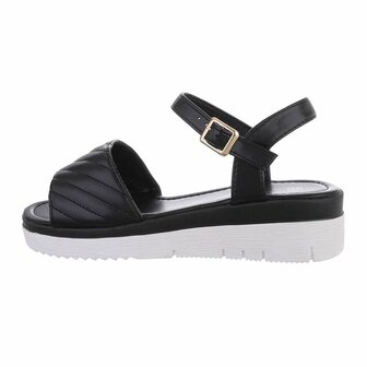 Dames sandalen met lage wedge sleehak - zwart