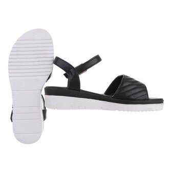 Dames sandalen met lage wedge sleehak - zwart