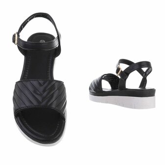 Beweegt niet catalogus trog Dames sandalen met lage wedge sleehak - zwart - Lunamex Jewelry & Watches