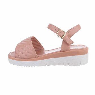 Dames sandalen met lage wedge sleehak - roze