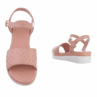 Dames sandalen met lage wedge sleehak - roze