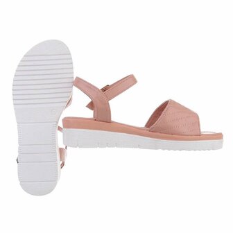 Dames sandalen met lage wedge sleehak - roze