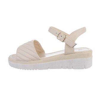 Dames sandalen met lage wedge sleehak - beige