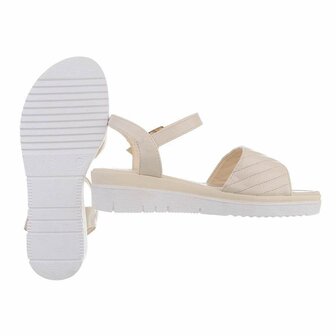 Dames sandalen met lage wedge sleehak - beige