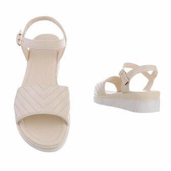 Dames sandalen met lage wedge sleehak - beige