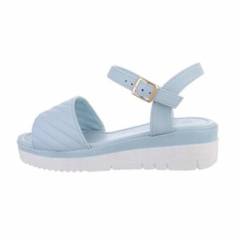 Dames sandalen met lage wedge sleehak - blauw