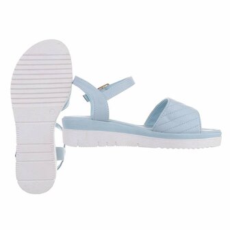 Dames sandalen met lage wedge sleehak - blauw