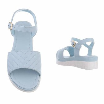 Dames sandalen met lage wedge sleehak - blauw