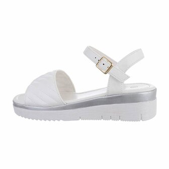 Dames sandalen met lage wedge sleehak - wit