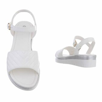 Dames sandalen met lage wedge sleehak - wit