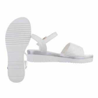 Dames sandalen met lage wedge sleehak - wit
