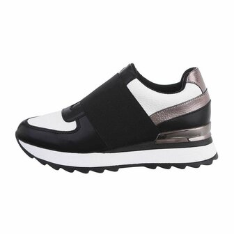 Dames wedge sneakers met sleehakken - zwart / wit