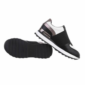 Dames wedge sneakers met sleehakken - zwart / wit