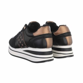 Dames wedge sneakers met sleehakken - zwart / brons