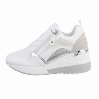 Dames wedge sneakers met sleehakken - wit