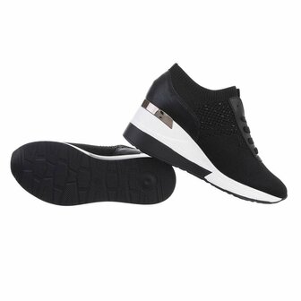 Dames wedge sneakers met sleehakken - zwart