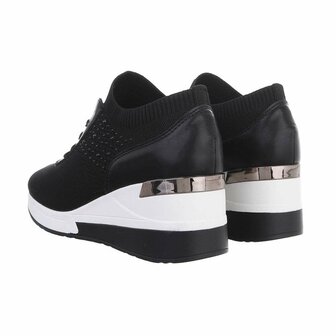 Dames wedge sneakers met sleehakken - zwart
