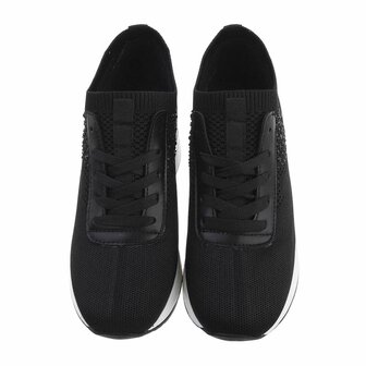 Dames wedge sneakers met sleehakken - zwart
