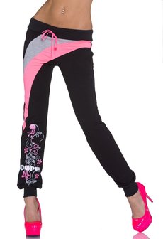 Dames joggingbroek - zwart / neon roze