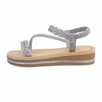 Dames sandalen met strass - grijs