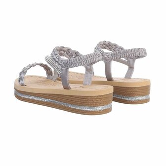 Dames sandalen met strass - grijs