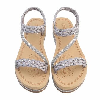 Dames sandalen met strass - grijs