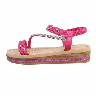 Dames sandalen met strass - fuchsia / roze