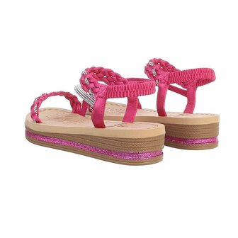 Dames sandalen met strass - fuchsia / roze