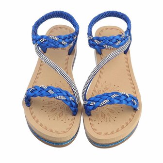 Dames sandalen met strass - kobalt / blauw