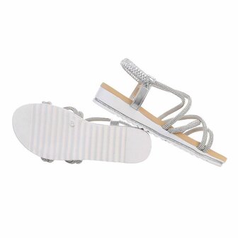 Dames sandalen met strass - zilver