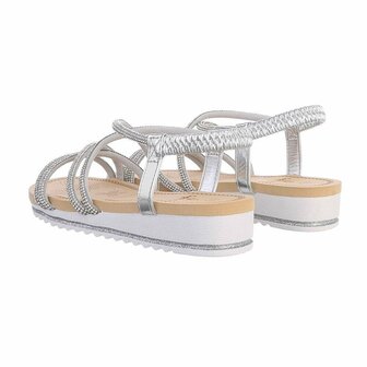 Dames sandalen met strass - zilver