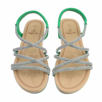 Dames sandalen met strass - groen